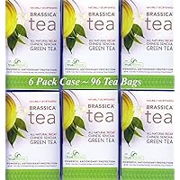 Brassica Tea Decaf Sencha Green Tea with Truebroc, 6 boxes (96 Total Tea Bags)