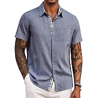 COOFANDY Men's Button Down Shirts Short Sleeve Casual Shirts Summer Beach Shirts Vacation Wedding Shirts with Pocket