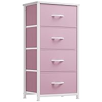 YITAHOME Dresser with 4 Drawers - Storage Tower Unit, Fabric Dresser for Bedroom, Living Room, Closets - Sturdy Steel Frame, Wooden Top & Easy Pull Fabric Bins, Pink