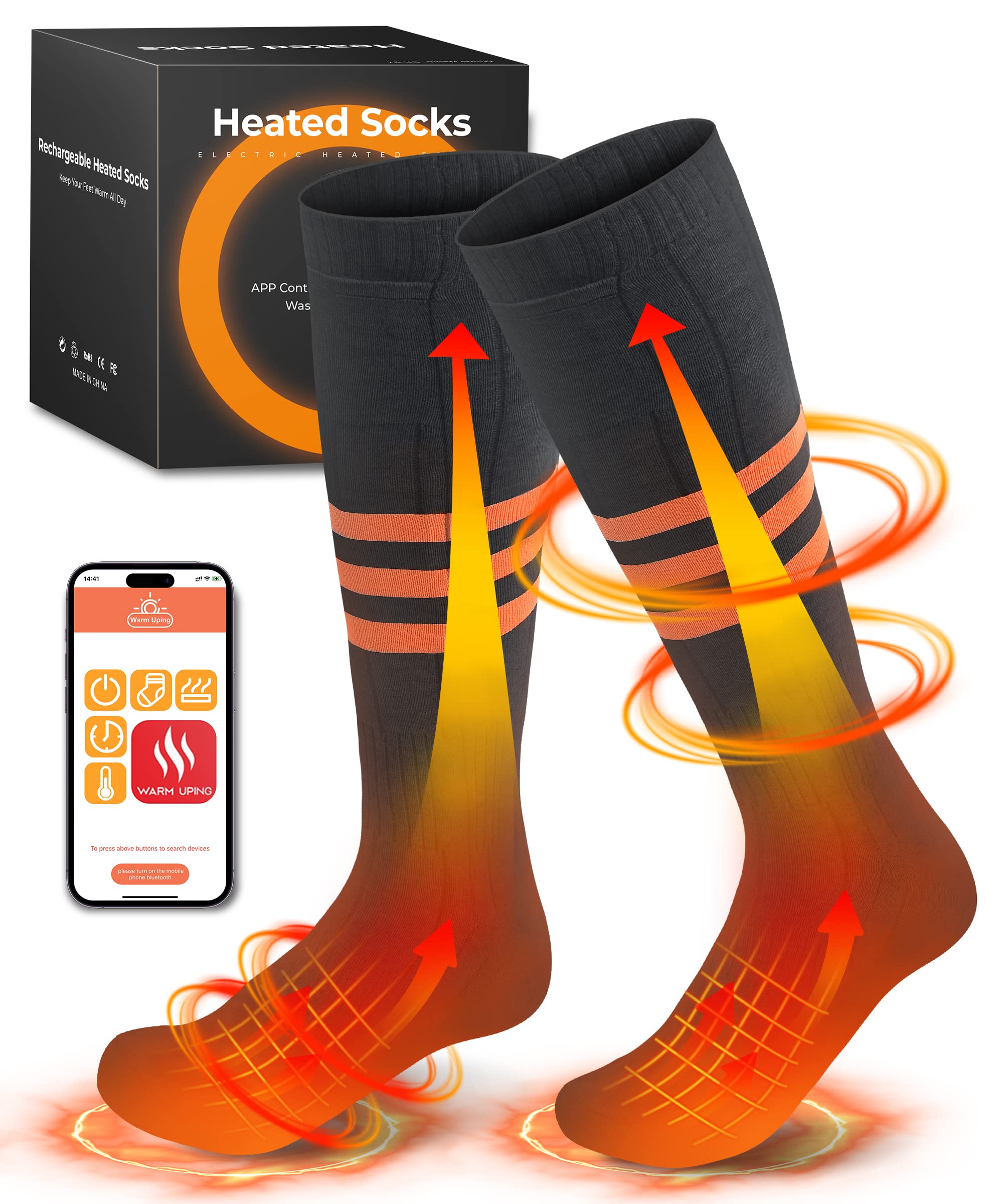 Heated Socks for Men and Women, Foot Warmers for Hunting, Camping, Skiing, Fishing, Outdoor & Indoor, TUTIVAC