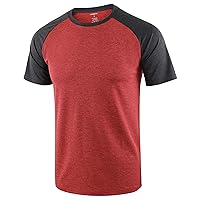 Mens 4 Way Stretch Soft Quick Dry Fit Short Sleeve Raglan Active Sports Tech T Shirts