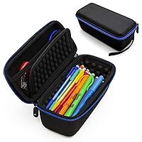 CASEMATIX Pencil Case and Protective Pencil Pouch with Removable Wrist Strap - Large Pencil Bag for 50+ Pens, Pencils and Markers with Padded Divider, Netted Accessory Storage and More - Case Only