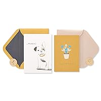 Papyrus Thank You Cards with Envelopes, Frenchie Dog and Daisies (2-Count)