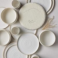 SHOSAI Stoneware 16-Piece Dinnerware Set, White Speckled