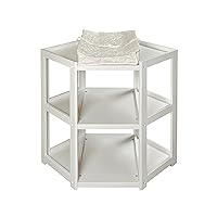 Badger Basket Corner Diaper Changing Table with Storage Shelves and Contoured Pad for Baby - White
