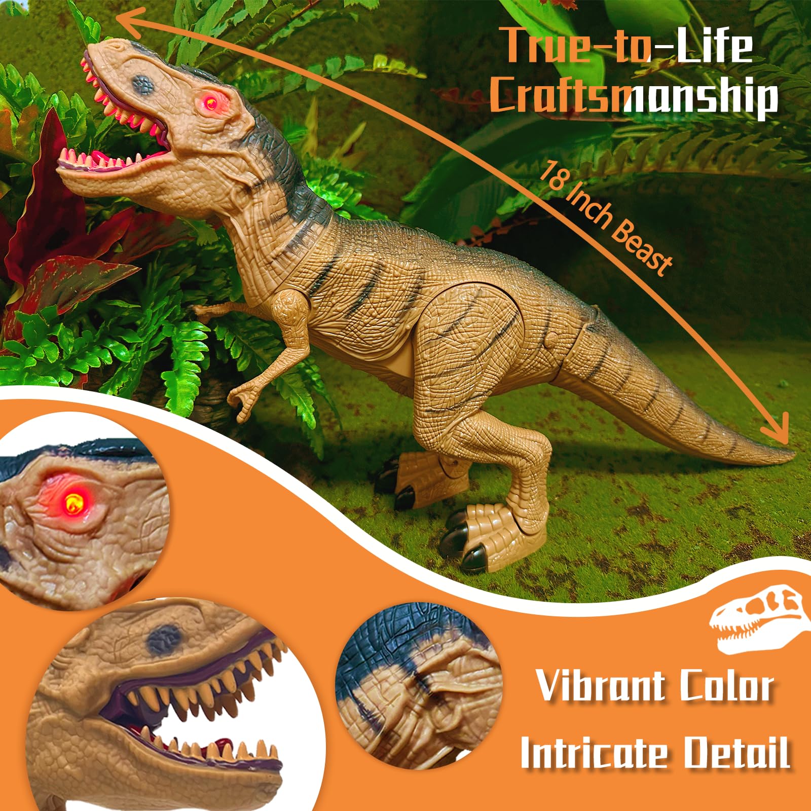 TALGIC Interactive Dinosaur Toys for Kids 3 4 5 6+,Ideal Birthday Present Tyrannosaurus Yellow Robot Dinosaur- Spray Stream,Realistic Roaring and Walking with Electronic Light