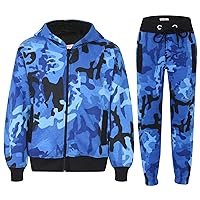 Boys Girls Tracksuit Kids Charcoal Camouflage Jogging Suit Top Bottom 5-13 Years