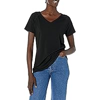 Amazon Essentials Women's Studio Relaxed-Fit Short-Sleeve Lightweight V-Neck T-Shirt