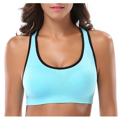 Mirity Women Racerback Sports Bras - High Impact Workout Gym Activewear Bras(Pack of 5)Colors Black,Grey,Green,Blue,Pink, Size L