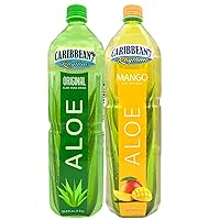 Caribbean Rhythms Aloe Vera Drinks 1.5L, Original + Mango (Pack of 2)