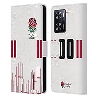 Head Case Designs Officially Licensed Custom Customized Personalized England Rugby Union Home 2022/23 Kit Leather Book Wallet Case Cover Compatible with Oppo A57s