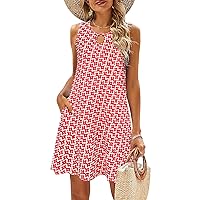 SimpleFun Summer Dresses for Women 2024 Beach Floral Tshirt Sundresses Casual Boho Dress with Pockets