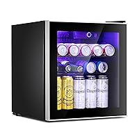 Antarctic Star Mini Fridge Cooler 60 Can Beverage Refrigerator Glass Door for Beer Soda Wine Small Drink Dispenser Clear Front Door Removable for Home, Office or Bar, 1.6cu.ft., Silver