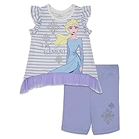 Disney Frozen Princess Anna Elsa Baby Girls T-Shirt and Shorts Outfit Set Infant to Little Kid