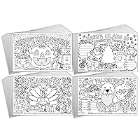 Tiny Expressions – Coloring Holiday Placemats for Kids (Pack of 48 Paper Placemats) | Coloring Activity Paper Table Mats for Children’s School Party Craft | Disposable Bulk Bundle Set