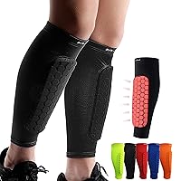 Soccer Shin Guards Shin Pads for Kids Youth Adult, Calf Compression Sleeve with Honeycomb Pads, Support for Shin Splint Baseball Boxing Kickboxing MTB, Lightweight(1PAIR)