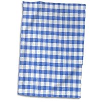 3D Rose Dark Blue and White Gingham Pattern-Cute Navy Retro Checkered Checked Kitchen Dining Theme Hand/Sports Towel, 15 x 22
