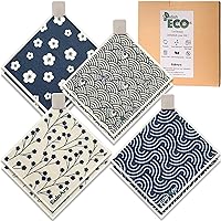 Swedish Dishcloths for Kitchen, 8 Pack Japanese Pattern Swedish Dish Towels with Clips, Non-Scratch Reusable Paper Towels, Super Absorbent Cellulose Sponge Cloths, Biodegradable, No Odor