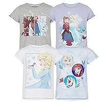DISNEY Girls' T-Shirts Frozen Princess 4 Pack Short Sleeve Graphic Tee (Size: 4T) Purple