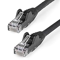 StarTech.com 15ft (4.6m) CAT6 Ethernet Cable - LSZH (Low Smoke Zero Halogen) - 10 Gigabit 650MHz 100W PoE RJ45 UTP Network Patch Cord Snagless w/Strain Relief - Black CAT 6 ETL Verified (N6LPATCH15BK)