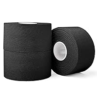 (3 Pack) Black Athletic Sports Tape, Very Strong Easy Tear No Sticky Residue Tape for Athlete & Sport Trainers & First Aid Injury Wrap,Suitable for Bats,Tennis,Gymnastics & Boxing（1.5in X 35ft）