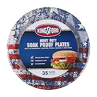 Kingsford Heavy Duty Soak Proof Paper Plates, 10 Inches| Durable Paper Plates for Barbecues, Picnics & Holidays | Microwave Safe Disposable Plates for Everyday Use, American Flag, 35 Count