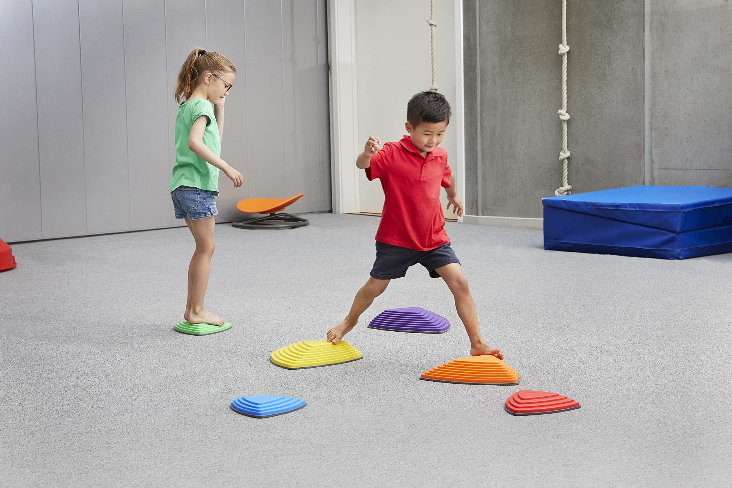 GONGE River Stones - The Original Non-Slip Stepping Stones for Kids - Balance, Coordination, Motor Skills - Vibrant Colors - Set of 6