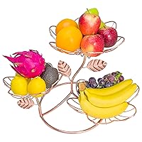 Big Fruit Basket,Fruit Bowl,3 Tier Fruit Basket,Fruit Basket for Kitchen Counter，Fruit basket stand，Fruit and Vegetable Basket，Vegetable Basket(Gold)
