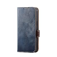 Elecom iPhone 13 Pro/Leather Case/Notebook Type/Shock Resistant/with Magnet/Navy