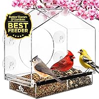 Gray Bunny Window Bird Feeder with Strong Suction Cups – Bird House Window Bird Feeders for Viewing Squirrel Proof Clear Bird Feeder Window with Drain Holes, Removable Tray, Large Seed Capacity