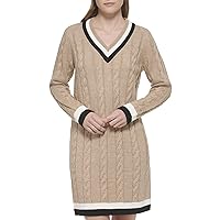 Tommy Hilfiger Women's Sheath Sweater V-neck Dress