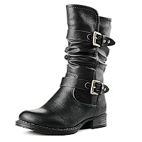 Women's Mid Calf Comfortable Fashion Dress Boots For Women Low Heel With Zipper