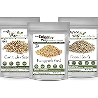 The Spice Way Fenugreek Seeds 8 oz, Coriander Seeds 5 oz, Fennel Seeds 8 oz