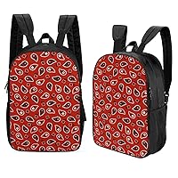 Red Paisley Bandana 17 Inches Double Side Laptop Backpack Lightweight Shoulder Bag Travel Daypack