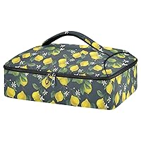 ALAZA Hand Drawn Lemon Branch with Flowers and Fruits on Dark Insulated Casserole Carrier Casserole Caddy for Lasagna Pan, Casserole Dish, Baking Dish