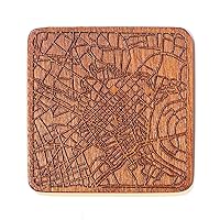 Ho Chi Minh Map Coaster by O3 Design Studio, One piece, Sapele Wooden Coaster with city map, Multiple city optional, Handmade