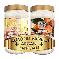 BUNDLE- Dead Sea Collection Bath Salts Enriched - Almond & Vanilla and Argan - Natural Salt for Bath -2 X Large 34.2 OZ. - Nourishing Essential Body Care for Soothing and Relaxing Your Skin and Muscle