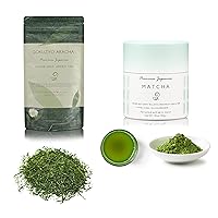 Matcha and Gokuzyo Aracha Tea Assortment from Japanese Green Tea Co – Premium 2-Piece Japanese Green Tea Assortment – Single Origin Loose-leaf Japanese Tea – Delicate Flavor