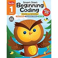 Evan-Moor Smart Start Beginning Coding, Grade 1, Activity Workbook, Includes Stickers and Audio read along, Basic Skills, Critical Thinking, ... ... Beginning Coding Stories and Activities)