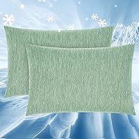 Cooling Pillow Cases, 2 Packs Standard Size Arc-Chill Q-Max>0.5 Ultra Soft Cooling Pillowcases for Hair and Skin, Breathable Cold Pillow Case for Hot Sleepers & Night Sweats (Green 20x26)