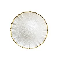 Charge it by Jay Ice Queen Charger Plate 13” Decorative Glass Service Plate for Home, Professional Dining, Perfect for Upscale Events, Dinner Parties, Weddings, Catering, 1 Piece, Pearl/Gold
