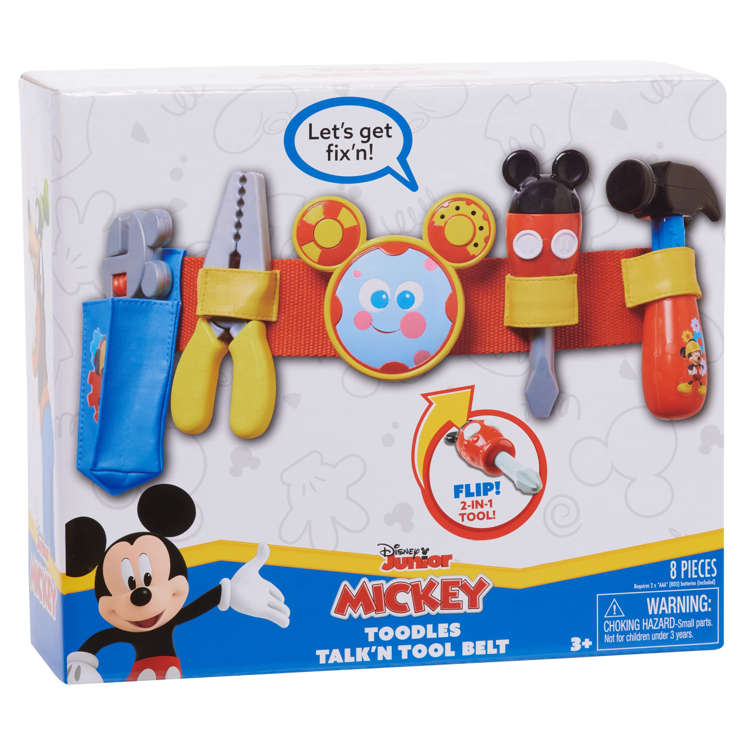 Just Play Disney Mickey Toodles Talk'n Toolbelt and Kids Play Tool Accessories for Contruction and Building Role Play and Dress Up
