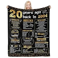 20th Birthday Decorations for Girls Boys Happy Birthday Gifts for 20 Year Old Girls Boys Teen Girls Gifts Ideas for Daughter Sons Sister Soft Custom Blanket Back in 2004-60x50 Inch - Gold
