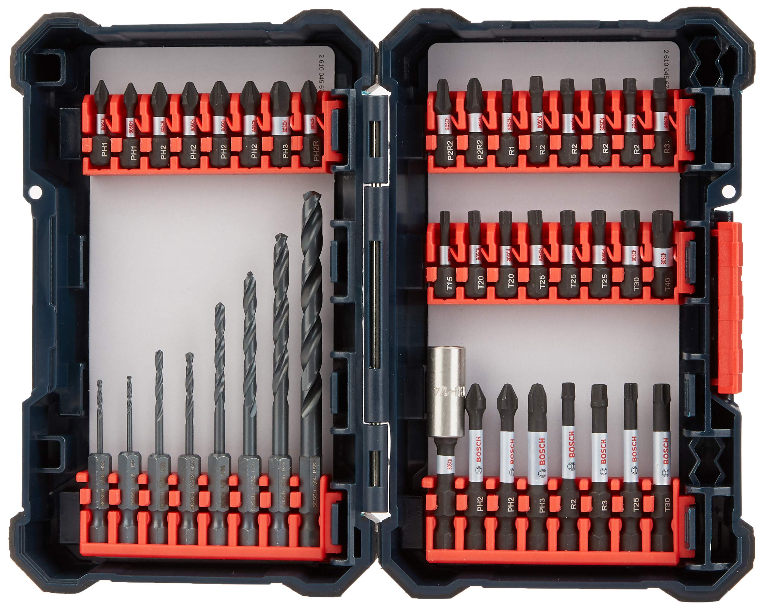 BOSCH DDMS40 40-Piece Assorted Impact Tough Drill Drive Custom Case System Set for Drilling and Driving Applications