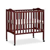 2-In-1 Lightweight Folding Portable Stationary Side Crib In Cherry, Greenguard Gold Certified, Baby Crib To Playpen, Folds Flat For Storage, Locking Wheels