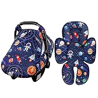 Baby Car Seat Head Body Support, Carseat Cover Boy, Infant Car Seat Insert, Cozy Sun & Summer Covers, Space Planet