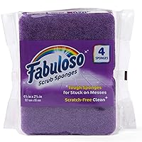 Fabuloso Sponges Purple 4 CT | Purple Scratch-Free Sponges for Dishes and Surfaces | 4 Purple Dishwashing Sponges from Fabuloso for Bold and Bright Cleaning Experience