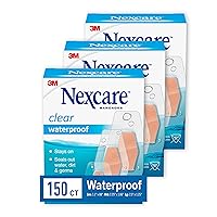 Waterproof Bandages, Stays on in the Pool, Holds for 12 Hours, Clear Bandages for Fingers and Elbows - 50 Pack Waterproof Bandages