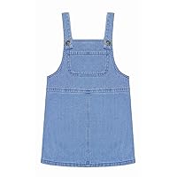 KIDSCOOL SPACE Baby Little Girl Denim Overalls,Simple Design Summer Jumpsuit Dress