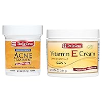 De La Cruz 10% Sulfur Ointment and Vitamin E Cream Bundle - For Face and Body - Made in USA